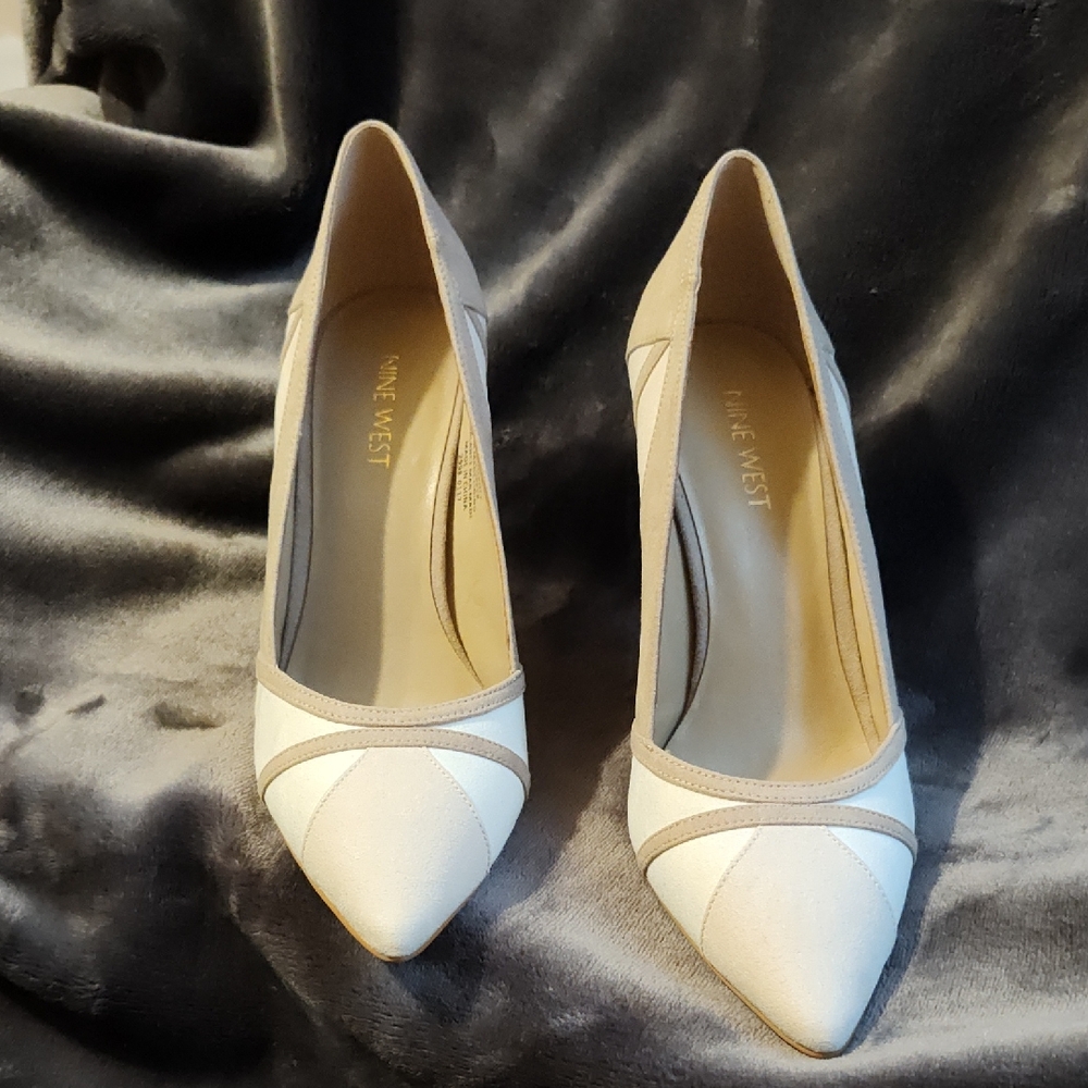 Nine West Women's Elegant Cream and Taupe Heels